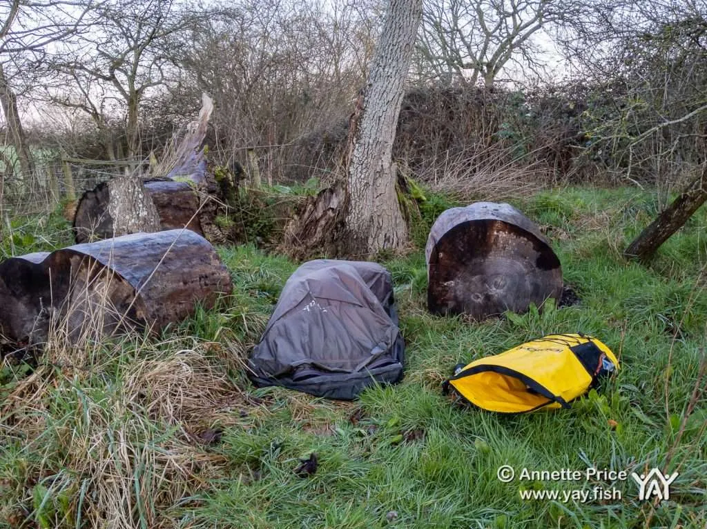 Wild Camping Course. How to camp anywhere. 12 There were sounds of snoring coming from this bivvi bag (middle 'log'). Wild camping course at the Yes Bus. Part of Say Yes More. West Sussex, UK.