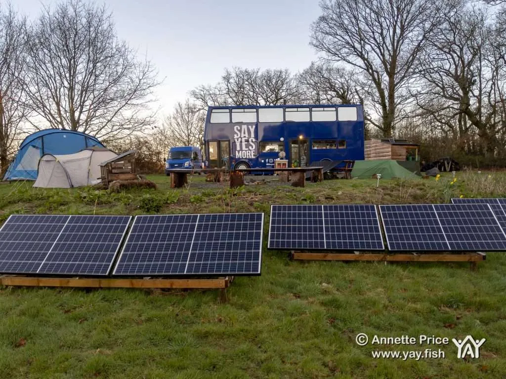 Wild Camping Course. How to camp anywhere. 6 The bus is solar powered. Wild camping course at the Yes Bus. Part of Say Yes More. West Sussex, UK.
